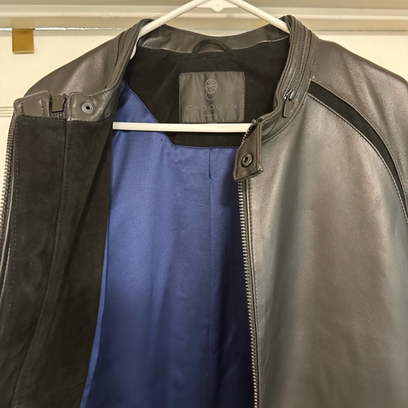 Men's Black Leather Bomber Jacket - Picture 3 of 5